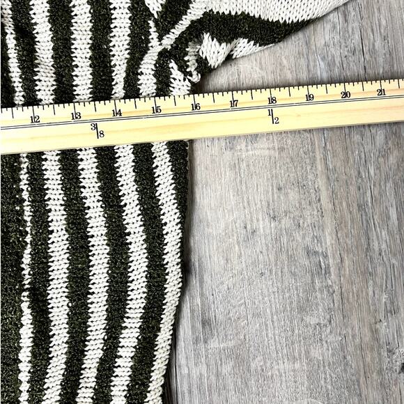Wet Seal Olive Green & White Striped Knitted Open Front Cardigan Womens Size M - Picture 6 of 8
